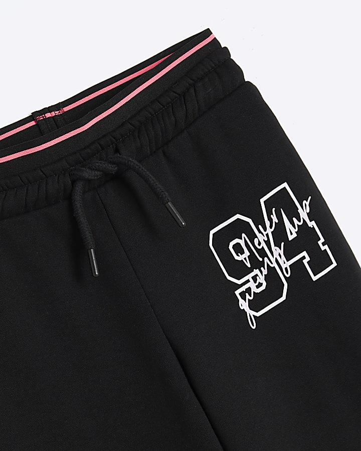 Girls Black 94 Double Layer Joggers