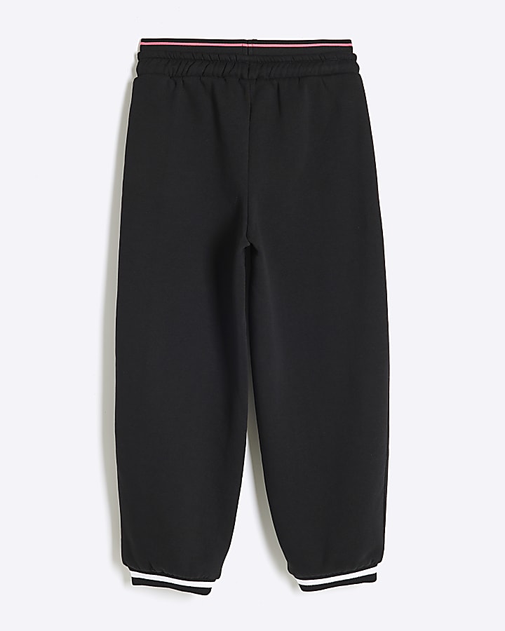 Girls Black 94 Double Layer Joggers