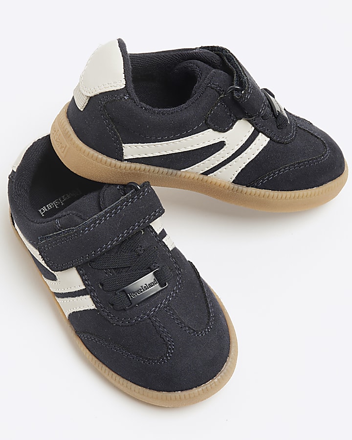 Mini Navy Velcro Trainers