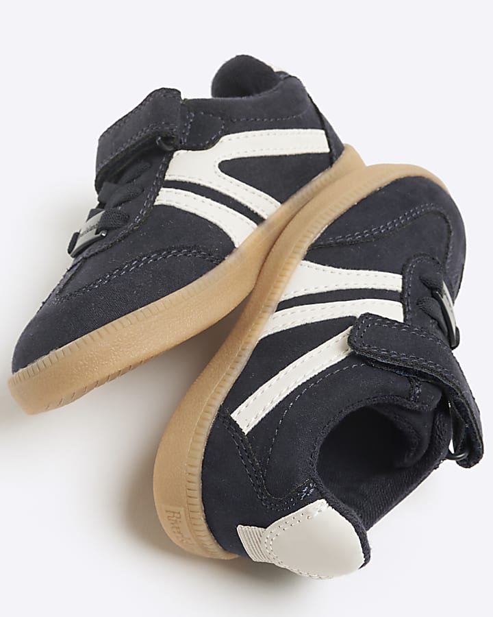 Mini Navy Velcro Trainers