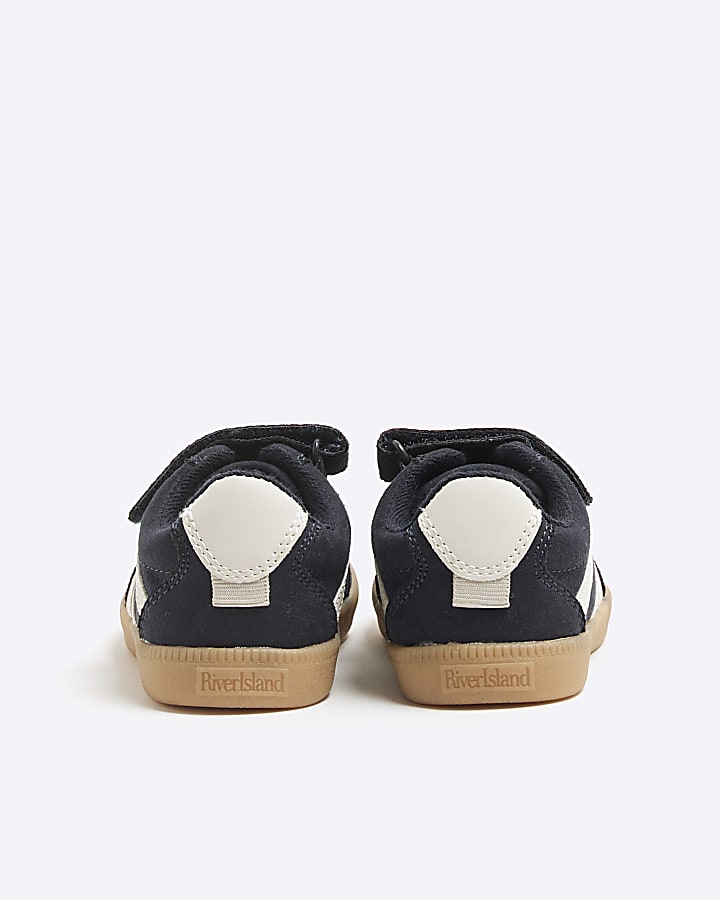 Mini Navy Velcro Trainers