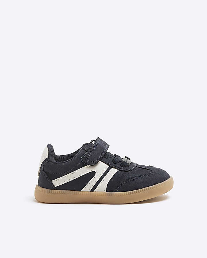 Mini Navy Velcro Trainers