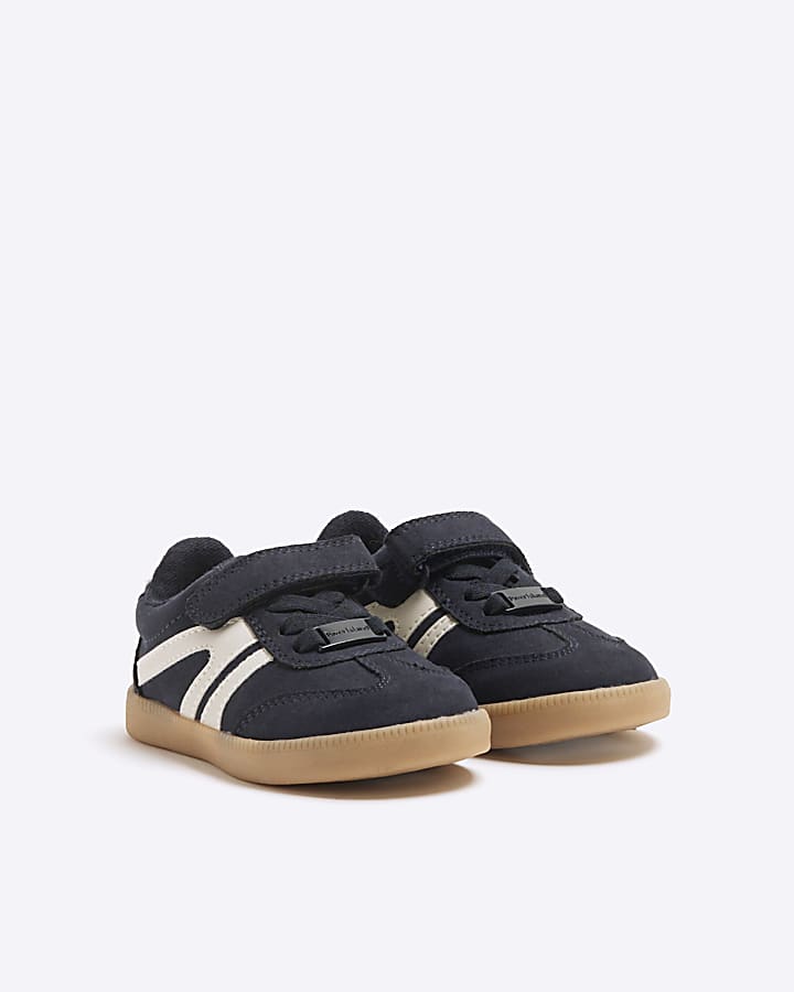 Mini Navy Velcro Trainers