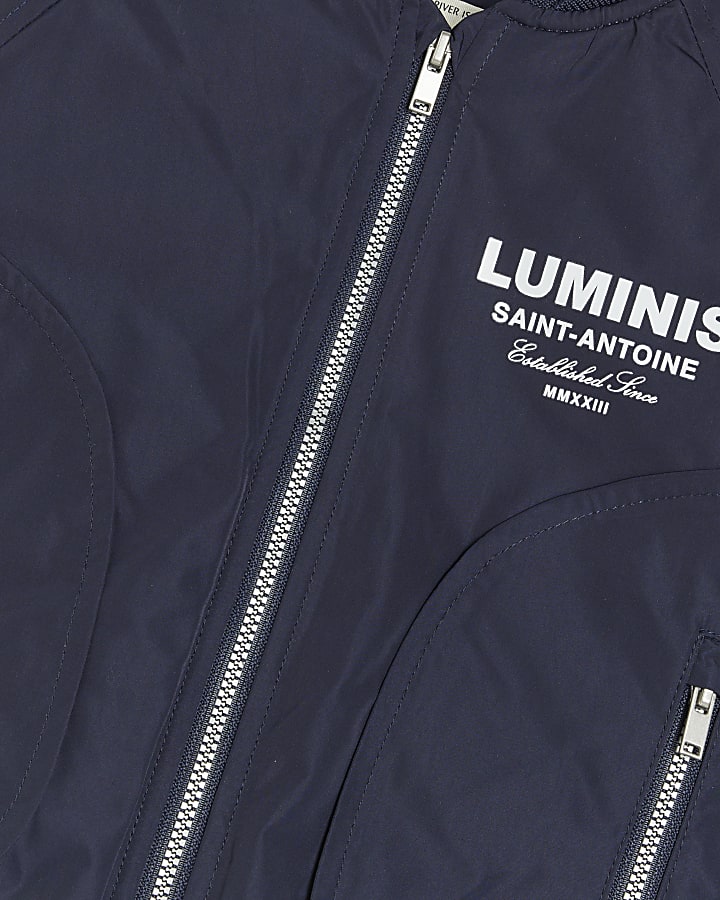 Mini Boys Navy Luminis Nylon Bomber Jacket