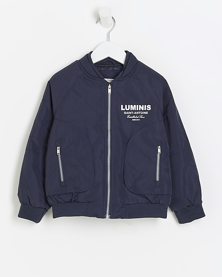 Mini Boys Navy Luminis Nylon Bomber Jacket