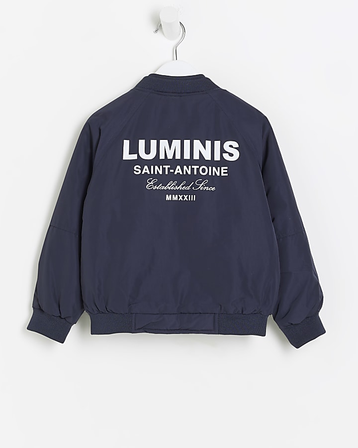 Mini Boys Navy Luminis Nylon Bomber Jacket