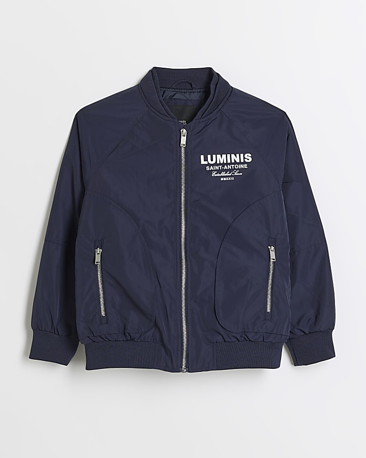 Boys Navy Luminis Nylon Bomber Jacket