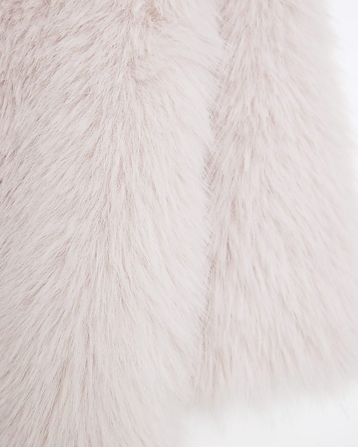 Girls Pink Faux Fur Coat