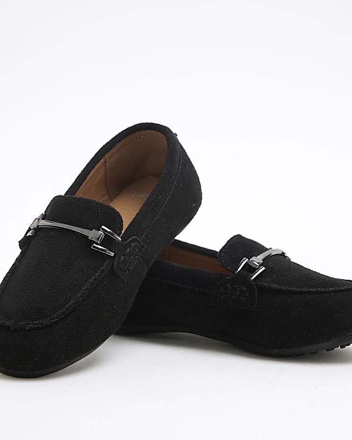 Mini Boys Black Suedette Loafers