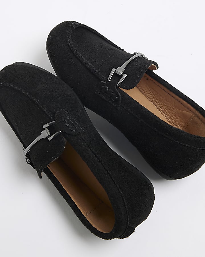 Mini Boys Black Suedette Loafers