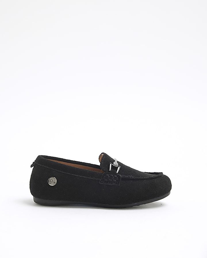 Mini Boys Black Suedette Loafers