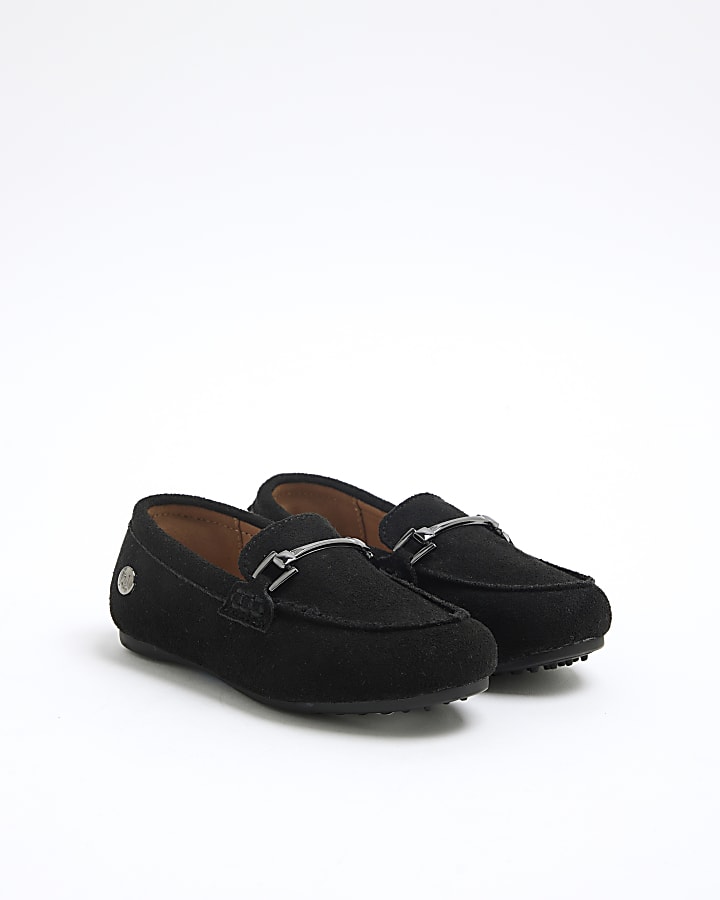 Mini Boys Black Suedette Loafers