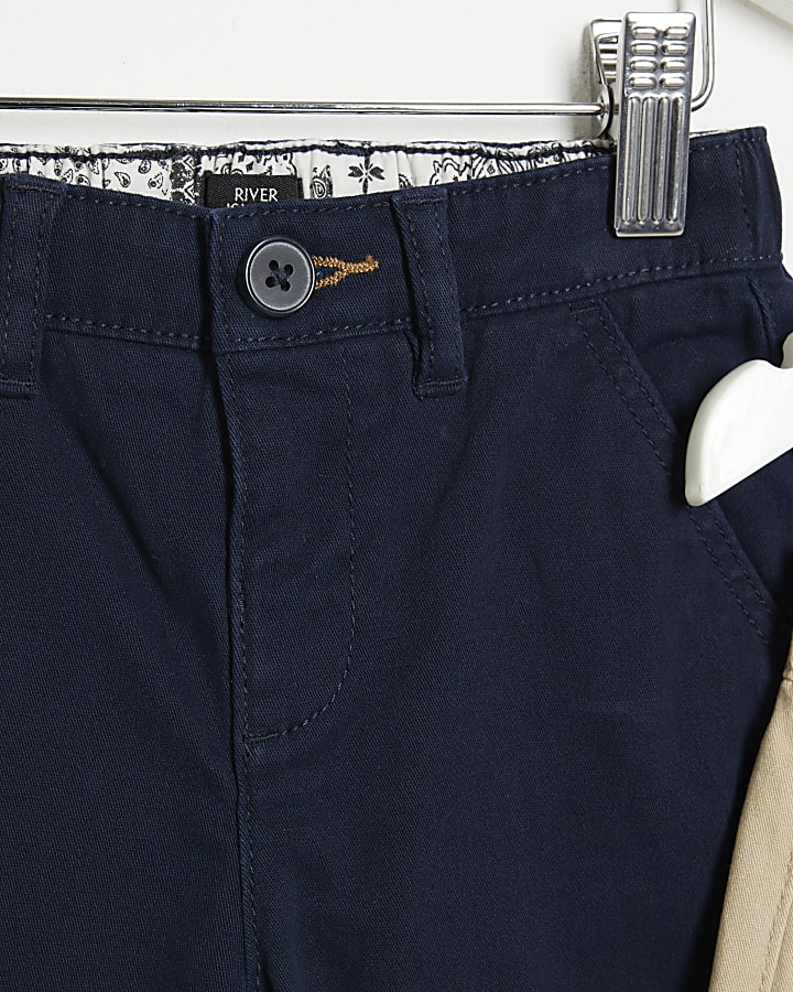 Mini boys navy chino shorts 2 pack