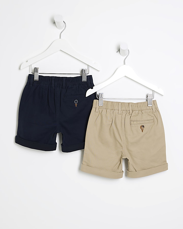 Mini boys navy chino shorts 2 pack