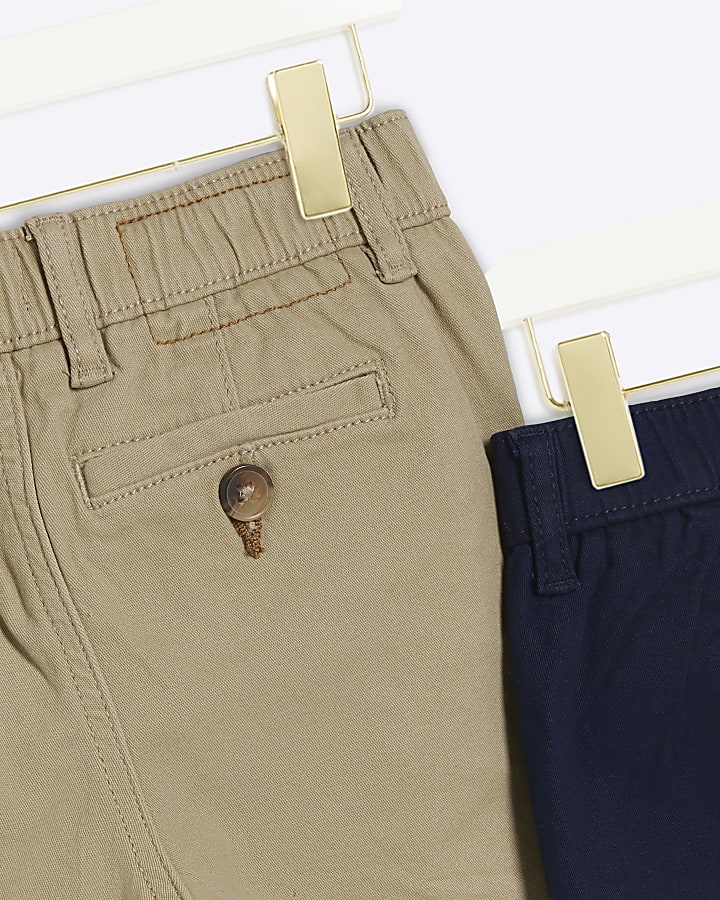 Mini boys navy chino trousers 2 pack