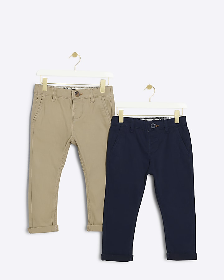 Mini boys navy chino trousers 2 pack