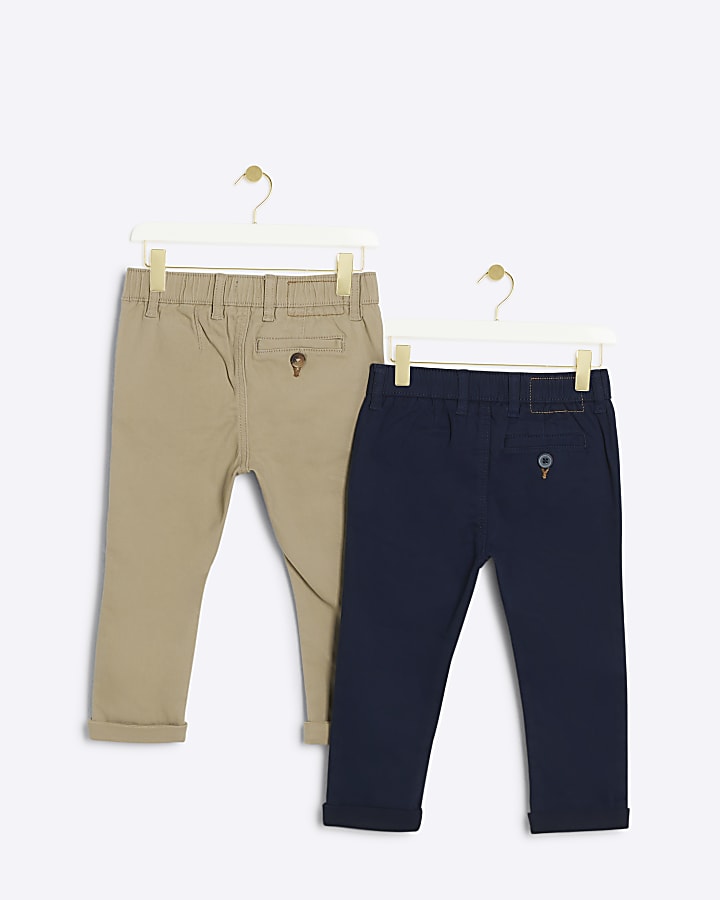 Mini boys navy chino trousers 2 pack