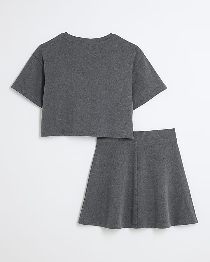 Girls Grey Flippy Skirt Set