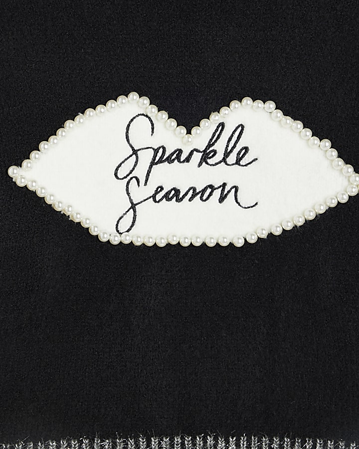 Girls Black Sparkle Season Jumper