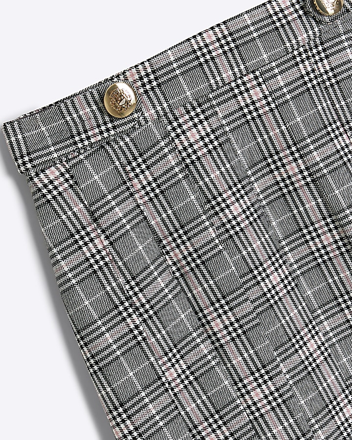Girls Grey Check Pleated Skirt