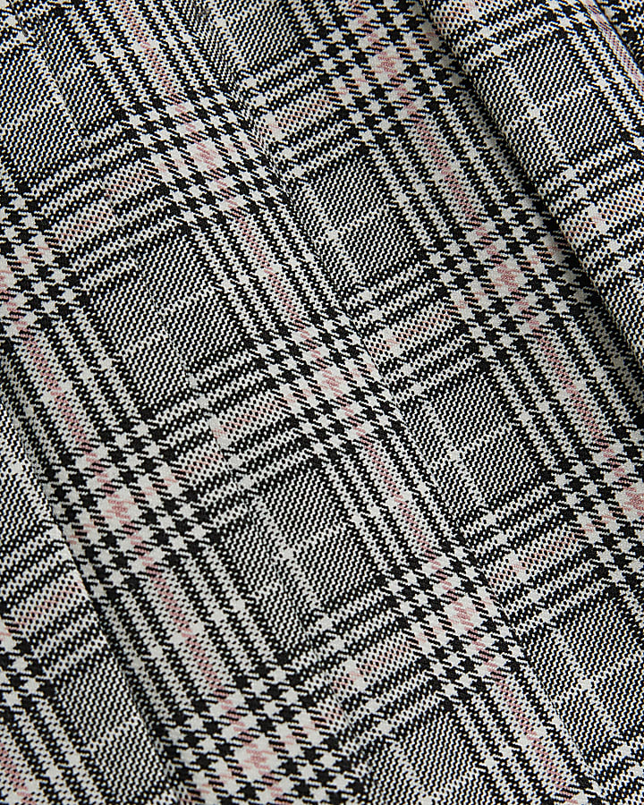 Girls Grey Check Pleated Skirt