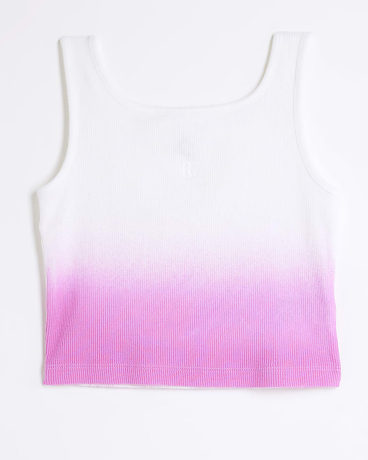 Girls pink dip dye tank top