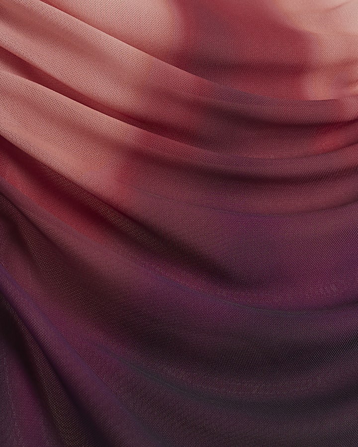 Girls Pink Mesh Ombre Draped Dress