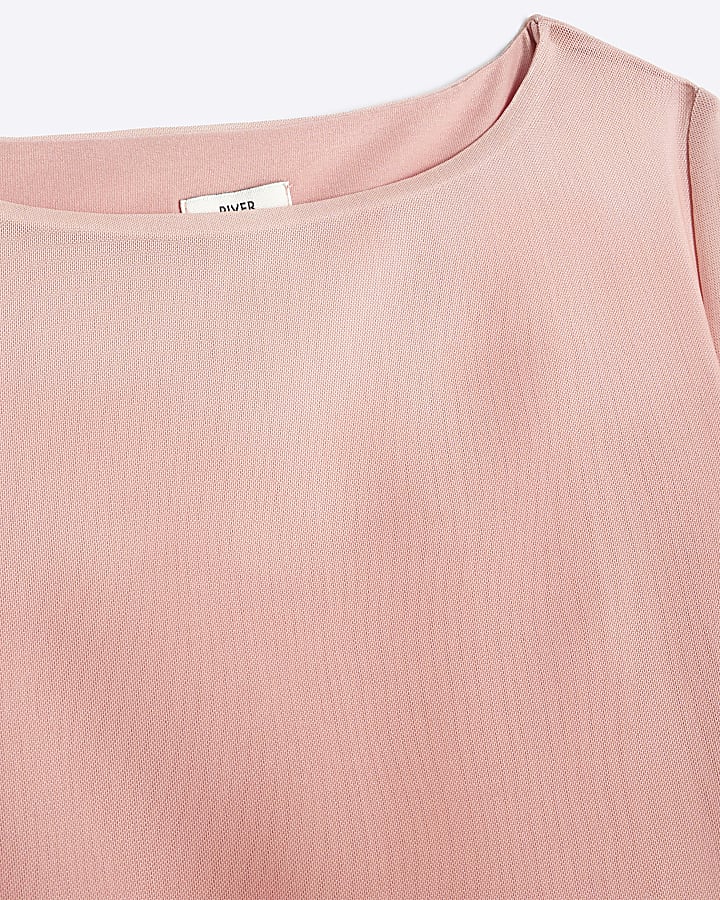 Girls Pink Mesh Ombre Draped Dress