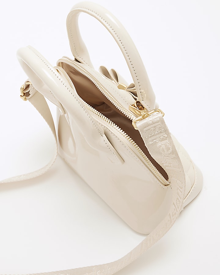 Girls Cream Quilted Bow Tote Bag