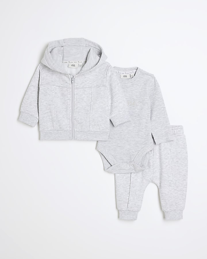 Baby Boys Grey Hoodie 3 Piece Set