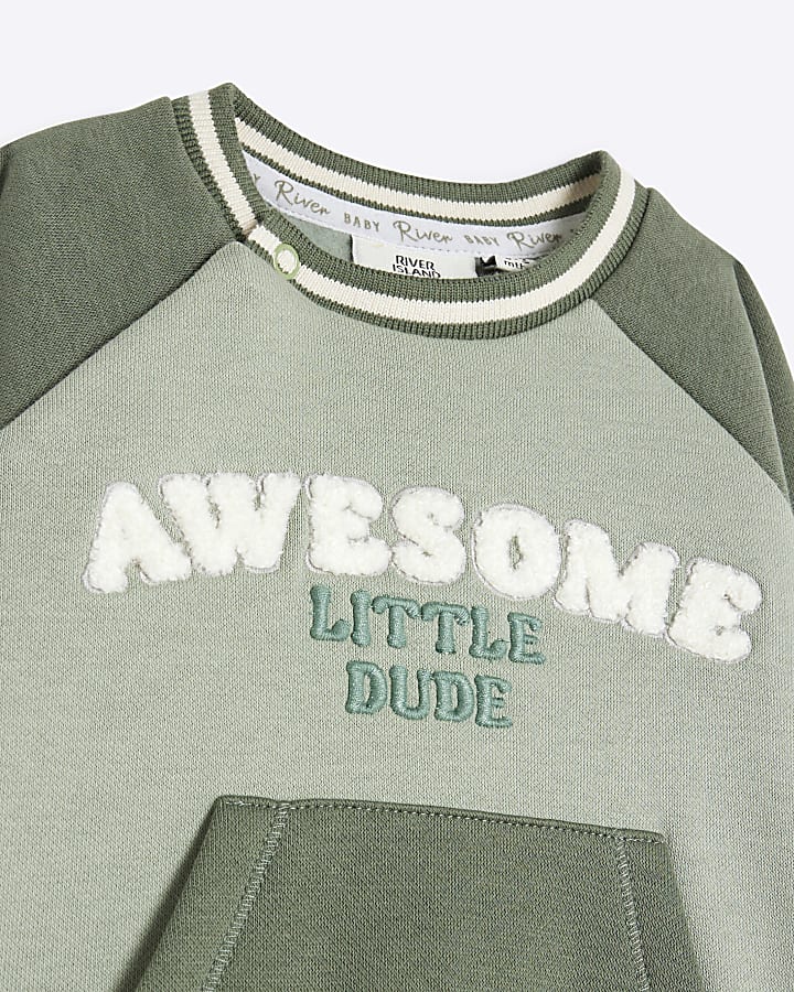 Baby Boys Khaki Awesome Sweatshirt Set