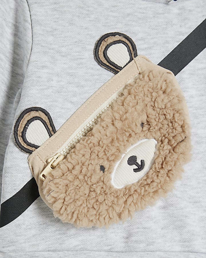 Baby Boys Grey Borg Bear Sweatshirt Set