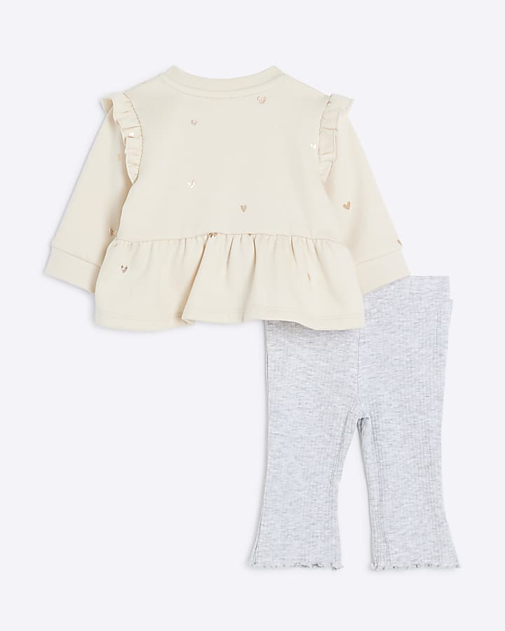 Baby Girls Pink Peplum Bow Sweatshirt Set