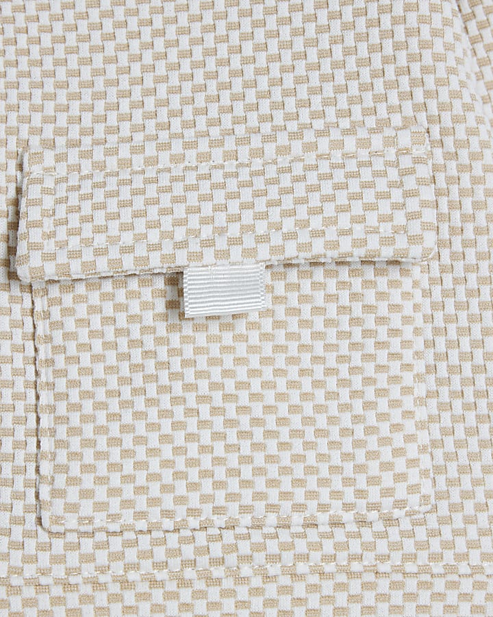 Baby Boys Beige Jacquard Jacket Set