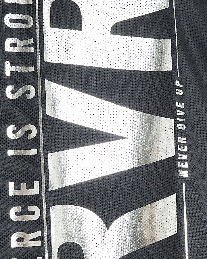 Girls black RI active mesh cropped t-shirt