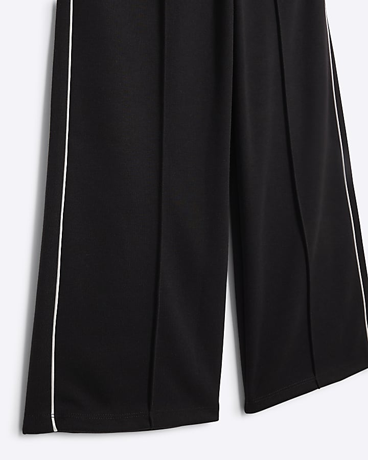 Girls black tipped wide leg joggers