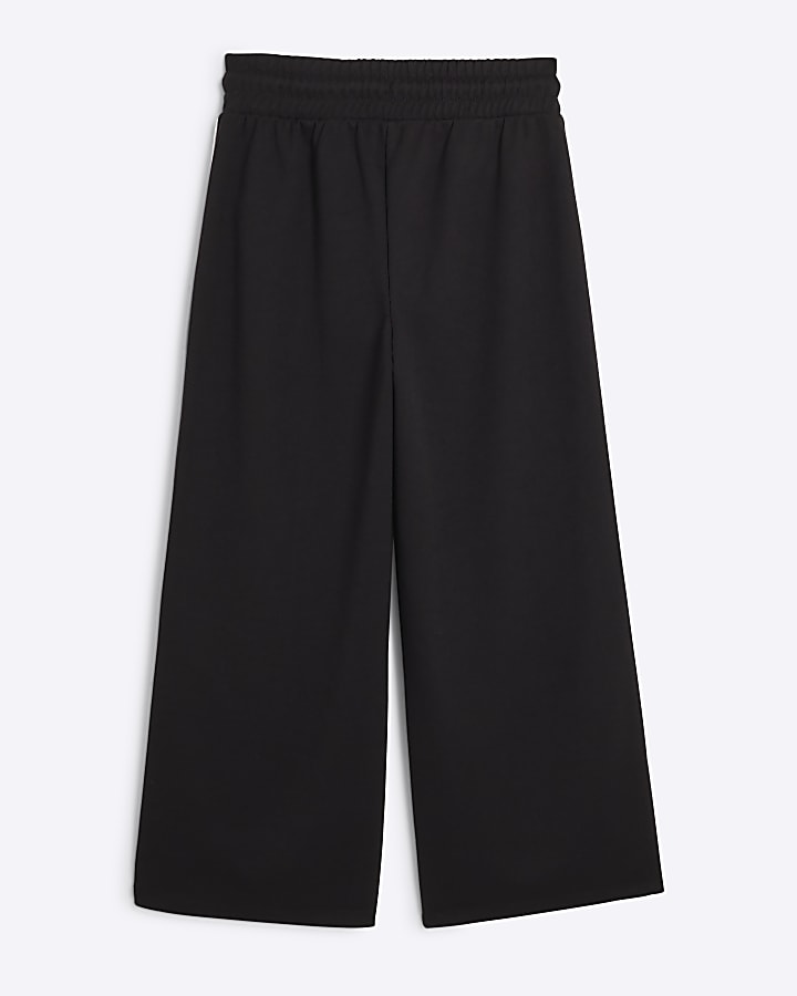 Girls black tipped wide leg joggers