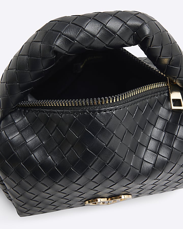 Girls Black Woven Cross Body Bag