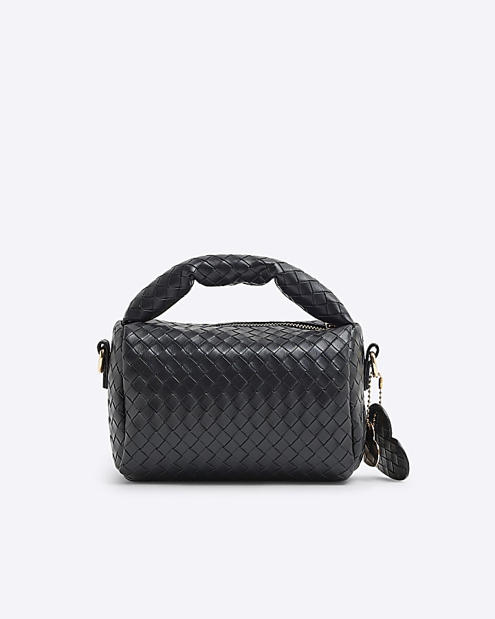 Girls Black Woven Cross Body Bag