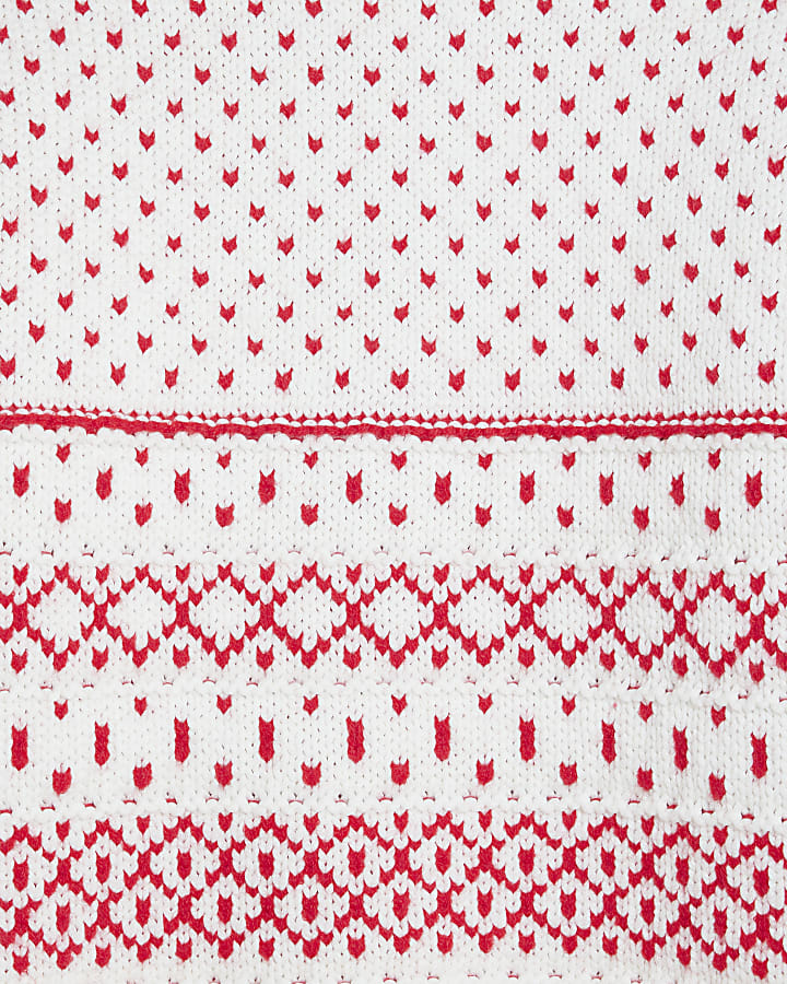 Girls Red Christmas Twinkle Fairisle Jumper