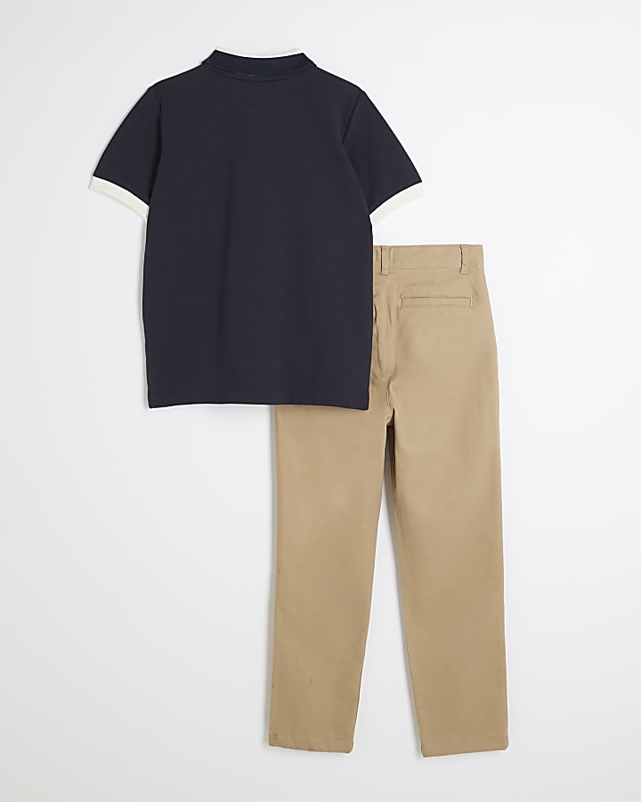 Boys Blue Polo and Chino Trousers Set