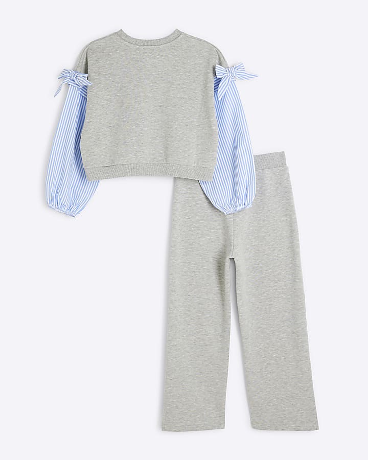 Girls Grey Sweatshirt Jogger Set