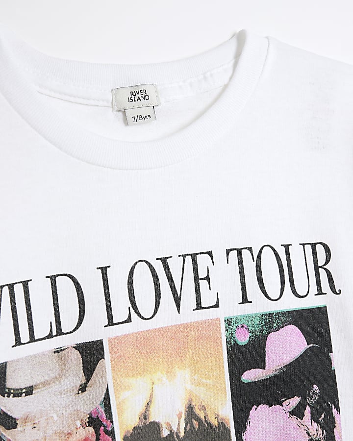 Girls white wild love tour graphic t-shirt