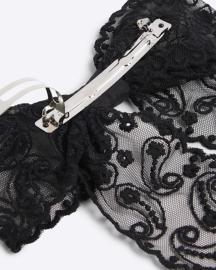 Black lace bow hair clip