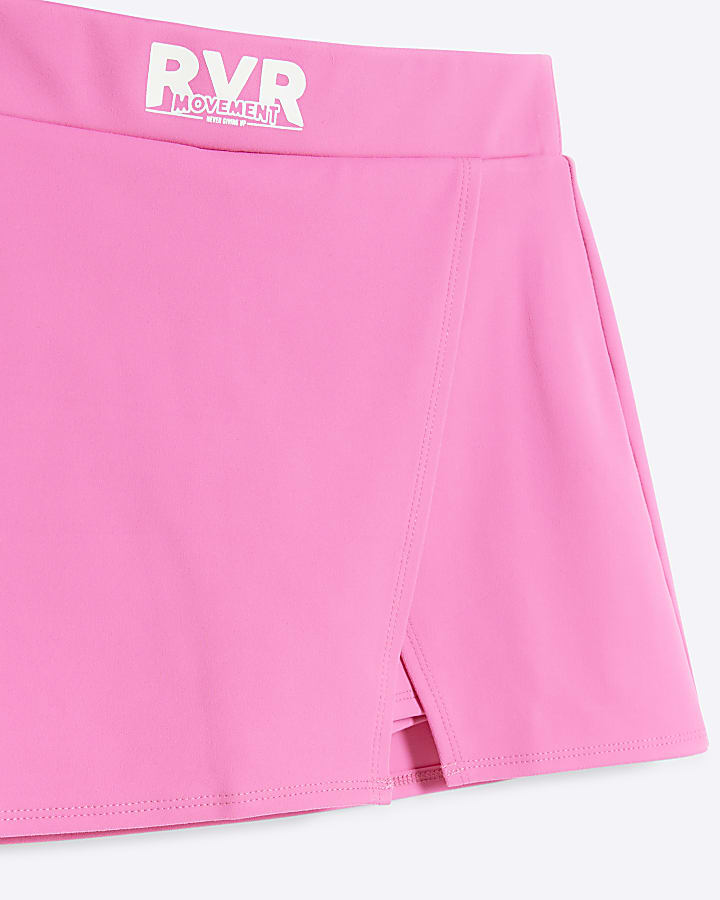 Girls pink RI active t-shirt and skort set