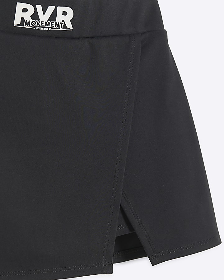 Girls black RI active t-shirt and skort set