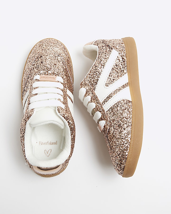 Girls Pink Glitter Trainers