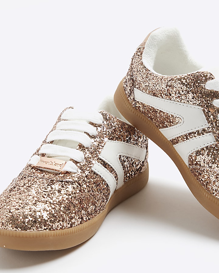 Girls Pink Glitter Trainers