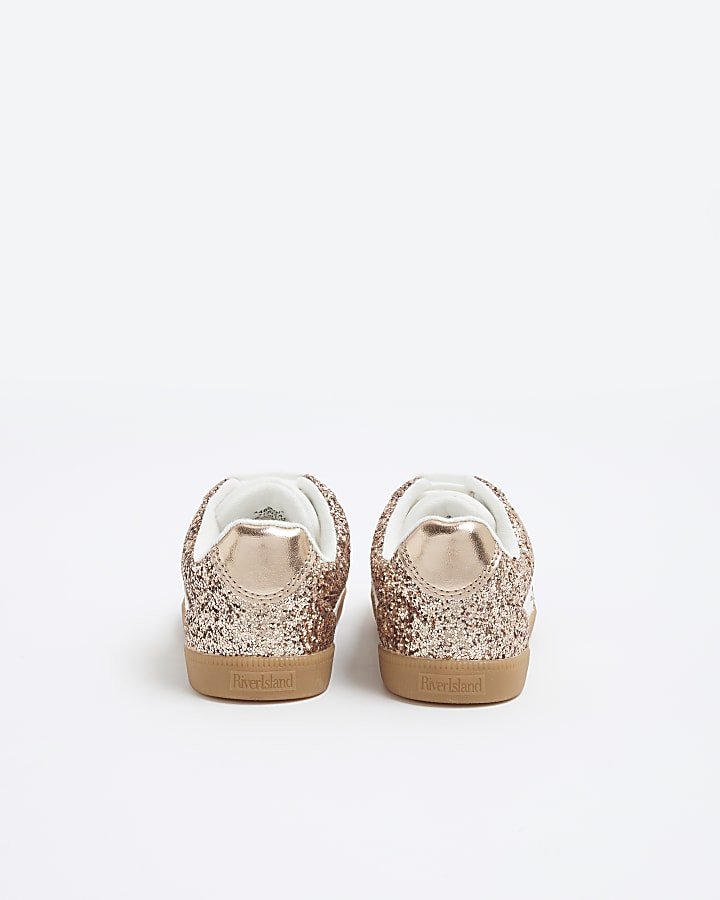 Girls Pink Glitter Trainers