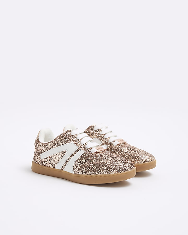Girls Pink Glitter Trainers
